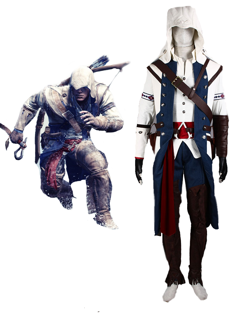 Assassin's Creed III Connor White Assassin Uniform Cosplay Costume